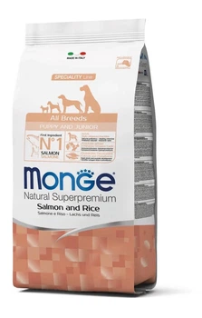 Корм Monge Monoprotein Puppy and Junior All Breeds Salmone сухой монопротеиновый с лососем для щенят и юниоров всех пород 2.5 кг