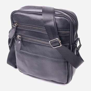 Сумка планшет через плече чоловіча з натуральної шкіри Vintage leather-21398 Чорна