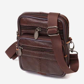 Сумка планшет через плечо мужская из натуральная кожи Vintage leather-21484 Коричневая