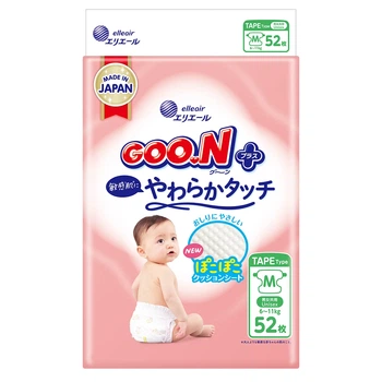 Подгузники Goo.N Plus одноразовые гипоаллергенные 6-11 кг размер M 52 шт