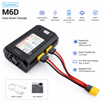 Зарядное устройство ToolkitRC M6D для аккумуляторов двухканальное ToolkitRC M6D 500Вт 15А 1-6S