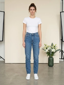 Джинси мом жіночі високa посадкa ASOS Design Tall Hourglass 40-42 середній синій W28 / L36