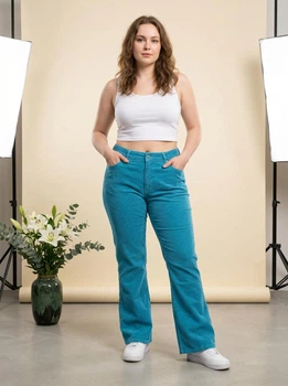 Штани-кльош жіночі ASOS Design вельветові бірюзові W32/L32 48-50