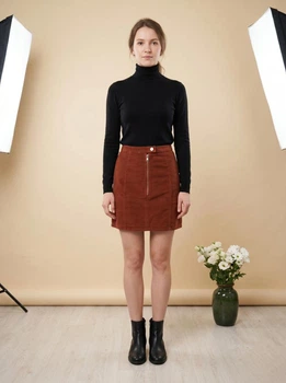 Спідниця міні жіноча ASOS Design Tall вельветова теракотова з блискавкою M