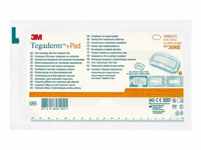 Лейкопластырь 3M Tegaderm + Pad 3590, 9×20 см - пленочная повязка с неприлипающей подушечкой