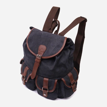 Рюкзак тканинний 15 л вміщує формат А4 Vintage leather-22151 Чорний