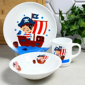 Детский набор посуды Luminarc Deep Blue Dishes X3296 3 предмета Пират