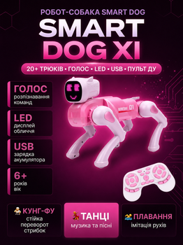 Робот собака на радиоуправлении Smart Dog XI с пультом управления Розовая