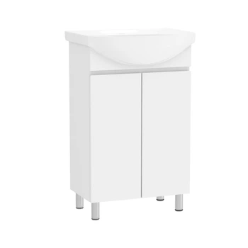 Тумба з умивальником RJ SOFT RJFU094-0156WHSET(RJFU094-0156WH+101456UA), білий/глянсовий, підлоговий, 56 см