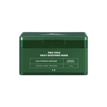 Набір заспокійливих тканинних масок з центеллою 30 шт VT COSMETICS CICA DAILY SOOTHING MASK