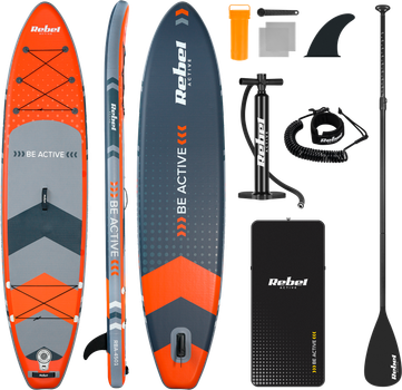 Надувная SUP доска Rebel ACTIVE 350 x 81 x 15 см с веслом, насосом и сумкой для хранения Оранжевая RBA4500 (5901890120173)
