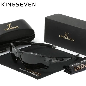 Брендові чоловічі сонцезахисні поляризаційні окуляри KINGSEVEN спортивні чорні, вищий рівень захисту UV400
