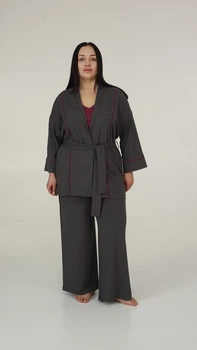 Комплект тройка пижама женская Ellen Eloise LPM 5280/04/01 3XL малиновый/серый