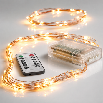 Гірлянда світлодіодна FiliForm LED String Lights на батарейках з пультом на мідному дроті для декору