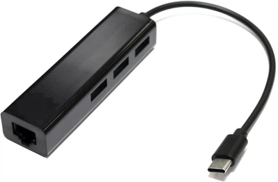Переходник адаптер Type-C на Ethernet RJ45 + 3 USB порта, черный (R051780)