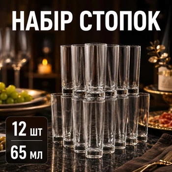 Набор стопок 12 шт стеклянные рюмки для водки и крепких напитков стопки для коктейлей