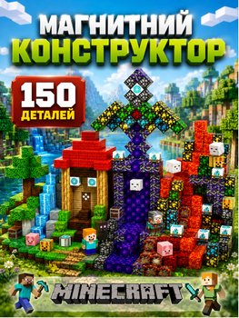 Магнитный конструктор Minecraft 150 кубиков Магнитные блоки в стиле Майнкрафт Магма и лес