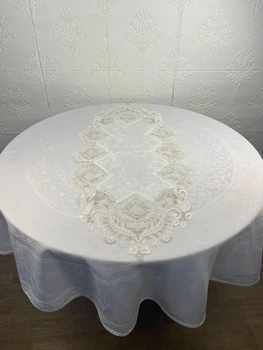 Дорожка велюровая Acme с кружевом 45*100 Ceren Krem