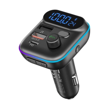 FM-трансмітер Choetech ZapUp 36W Bluetooth 5.3 USB-A QC3.0/USB-C PD Black (TC0050-BK)