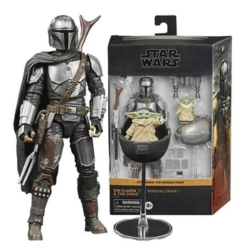 Коллекционная фигурка Дин Джарин Мандалорец и малыш Йода Грогу / Din Djarin & Grogu Mandalorian Star Wars 18 см - подвижная action figure