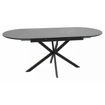 Стол обеденный раскладной в гостиную/кухню Gaston Ceramic 140(+40)x80 Signal черный/серый (металл/керамика) (GASTONSZC140)