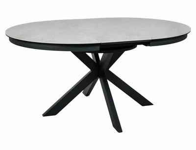 Стол обеденный раскладной в гостиную/кухню Porto Ceramic 120(+40)х120 Signal черный/бежевый(металл/закаленное стекло/керамика) (PORTOBECZ120)