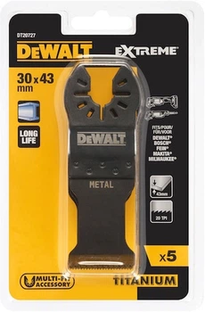 Zestaw brzeszczotów do multinarzędzia DeWalt BIM do cięcia metalu 30 x 43 mm 5 szt (DT20727-QZ)