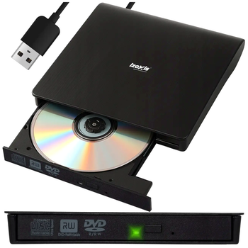 Внешний привод CD-R DVD-рекордер USB 3.0 для ноутбука черный Izoxis LS-0495
