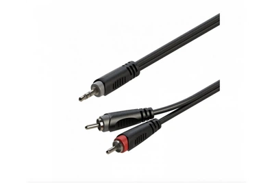 Міжблочний кабель 2 x RCA - mini Jack 3.5 мм стерео 2 м Black