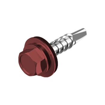 Саморез с шайбой Metalvis RAL3009 4,8*35 мм 15 шт темная вишня