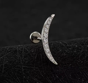 Лабрет "Місячне сяйво" для вуха Asteel L035119 медична сталь 8 мм