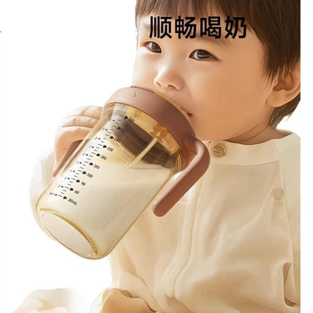 Пляшечка для годування Potato Baby, PP, з трубочкою, 300 мл, сіра, від 6 місяців