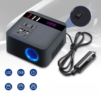Автомобільний інвертор 150 Вт із 3 USB-портами адаптером прикурювача перетворювач 12 В/24 В на 220 В