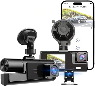 Видеорегистратор A22 с 3 камерами, Full HD автомобильный регистратор с WiFi, задней камерой и ночной съемкой