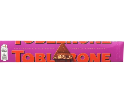 Молочний шоколад Toblerone з родзинками та медово-мигдальною нугою 100 г (7622201137175)