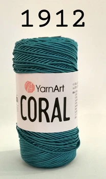 Хлопок, Полиэстер Пряжа YarnArt Coral 200г/200м, 50% хлопок 50% полиэстер, летняя нитка для сумок цвет 1912