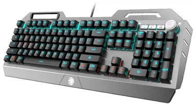 Механическая клавиатура и мышь EWEADN TK900, проводной игровой офисный комплект из трех предметов: клавиатура, мышь и гарнитура, а также внешний многофункциональный регулятор, 104 клавиши, синие переключатели, синяя подсветка.