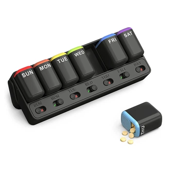 Таблетница органайзер Lesko ZS-POZ7 Black для таблеток 7 ячеек на 7 дней