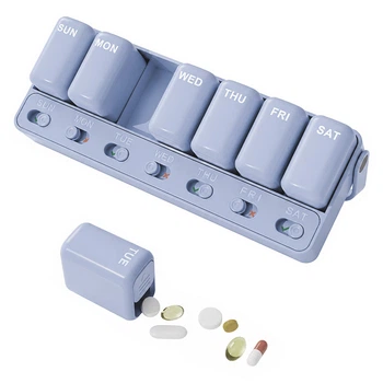 Таблетница органайзер Lesko ZS-POZ7 Light Blue для таблеток 7 ячеек на 7 дней