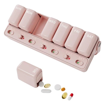 Таблетница органайзер Lesko ZS-POZ7 Light Pink для таблеток 7 ячеек на 7 дней