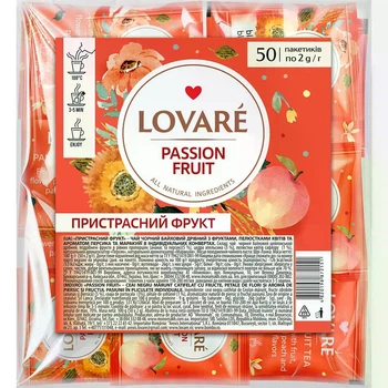 Чай чорний Lovare Пристрасний фрукт 100 г (50 шт. х 2 г)