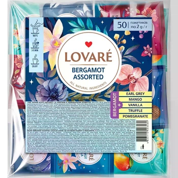 Чай чорний асорті Lovare Bergamot Assorted 100 г (50 шт. х 2 г)