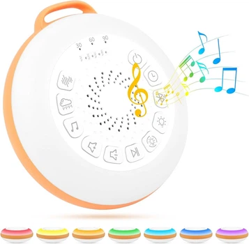 Детская машина белого шума для сна, портативный ночник 7 цветов с Bluetooth, аккамуляторный для младенцев в кроватку на коляску уценка