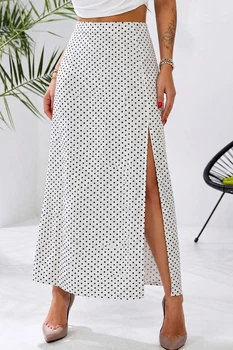 Спідниця Софт У Горох Біла Довга Класична XL-XXL (399448)
