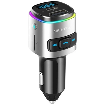 Ładowarka samochodowa z nadajnikiem FM Bluetooth 4smarts Media&Assist 2 Silver (4250774956669)