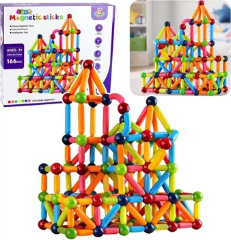 Klocki magnetyczne Leantoys 166 elementów 30906 (5905991098638)