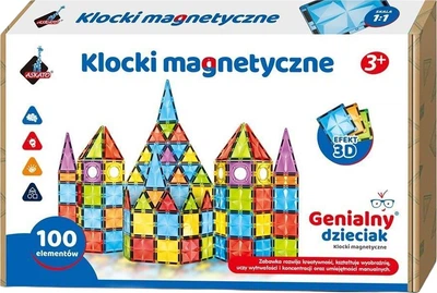 Klocki magnetyczne Askato Genialny dzieciak 100 elementów 127712 (6901440127712)