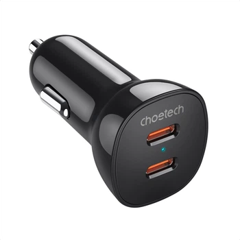 Автомобільний зарядний пристрій Choetech ZapUp 2xUSB-C QC3.0/PD3.0 60W Fast Charging Black (TC0008-V3-BK)