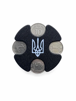 Велика кишенькова монетниця для монет України, Чорна (55х55х20мм) (1424125)
