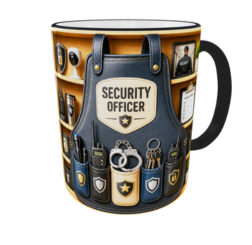 Кружка (чашка) з принтом "Security Officer" із серії Professional Organizer Collection – подарунок охоронцю, працівнику служби безпеки | Керамічна 330 мл(чорна ручка)